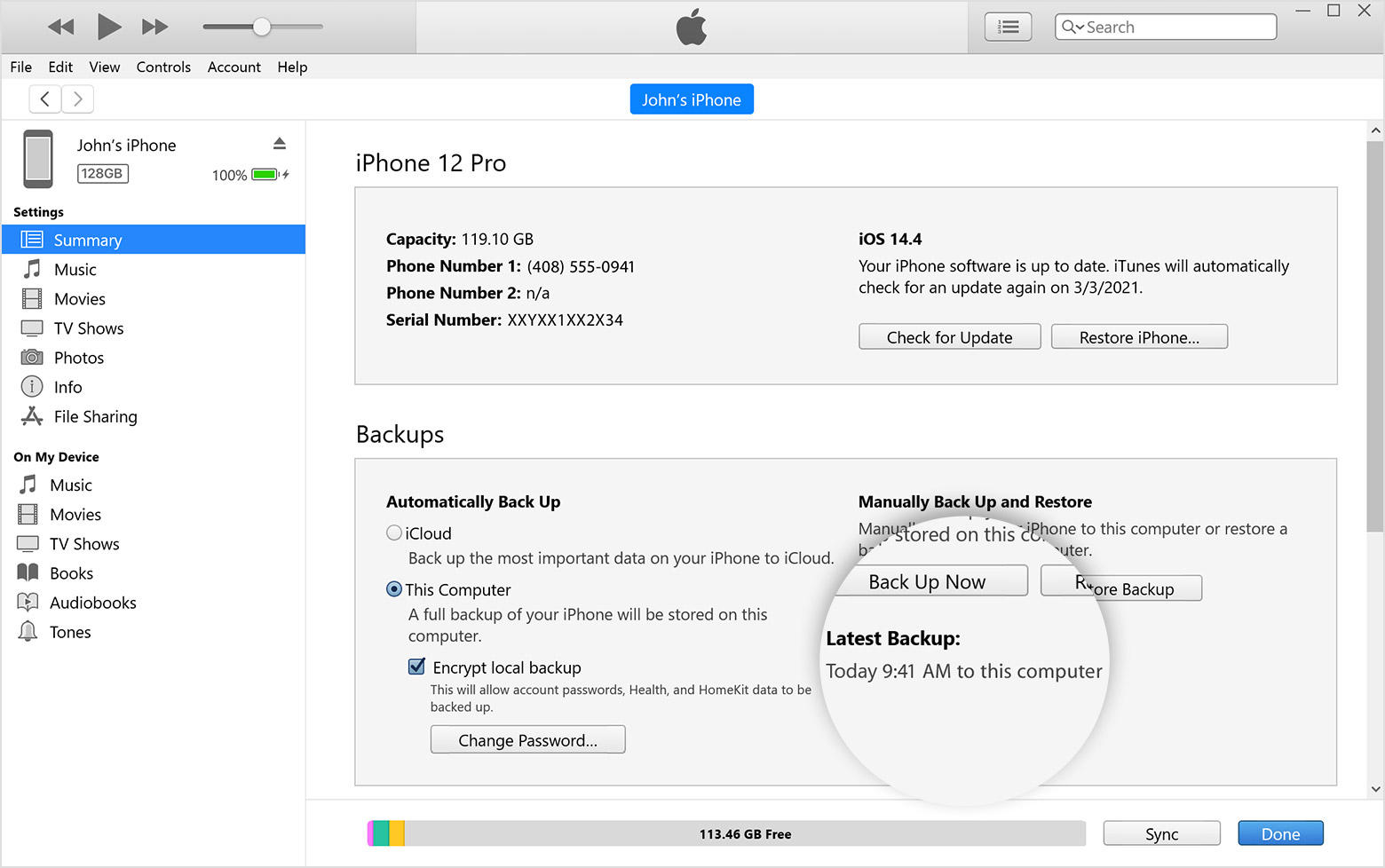 windows10-itunes12-device-sync-summary-lastest-backup-callout